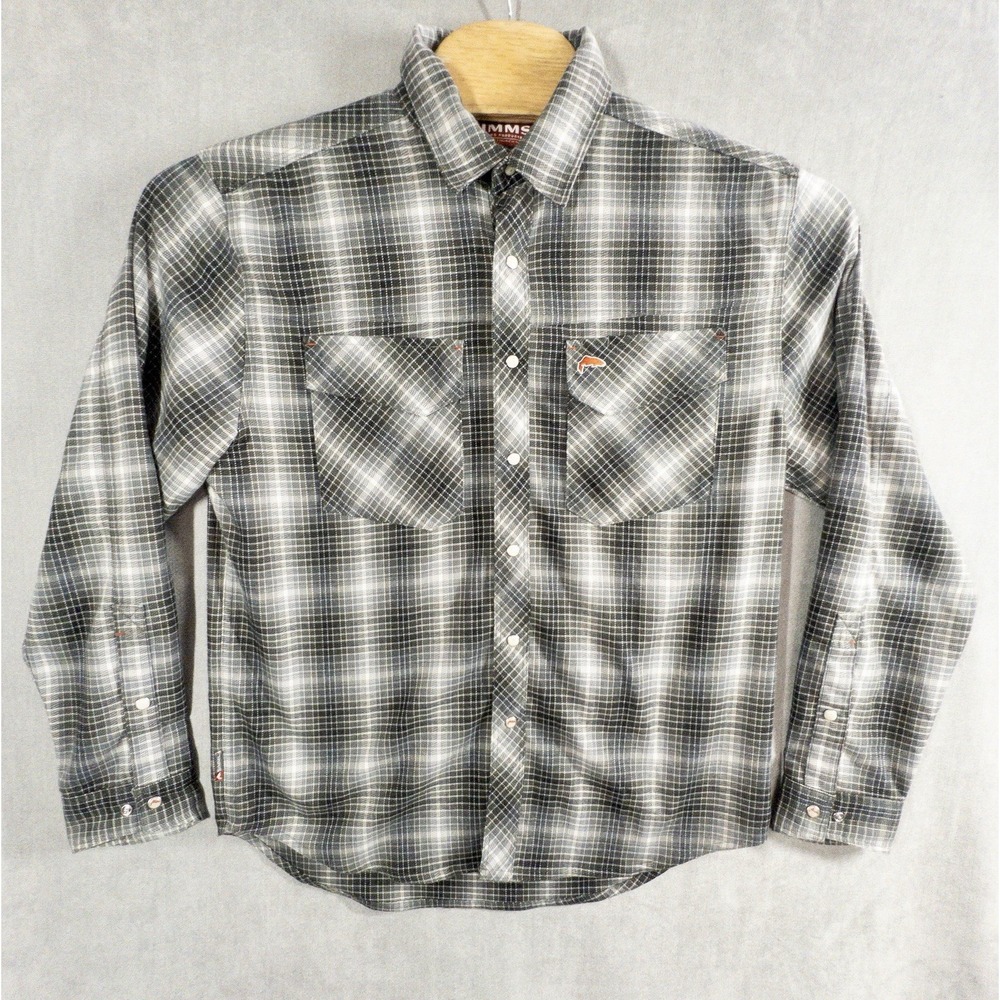 Simms Fishing Heavyweight Pearl Snap Flannel Mens Medium Outdoors Gorpcore
